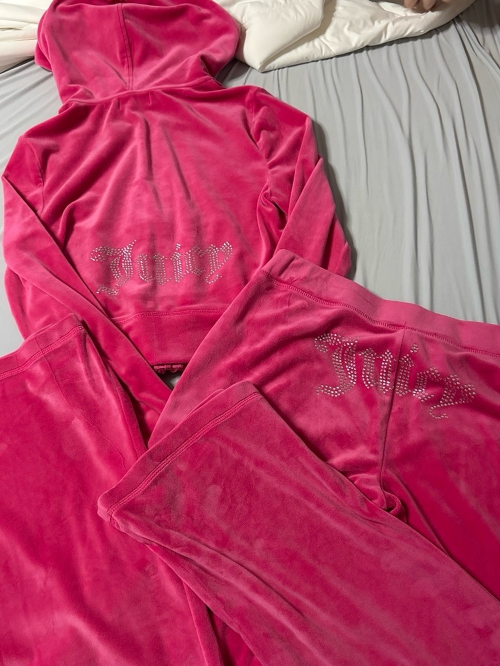 Juicy Couture Velour Track Set in Hot Pink with Rhinestone Logo